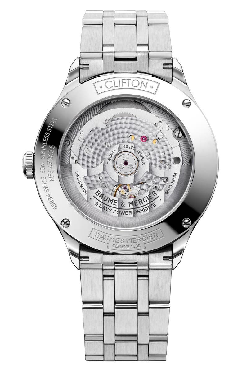 Baume & Mercier Clifton Baumatic 10468 Automatic Bracelet Watch, 40mm, Alternate, color, 