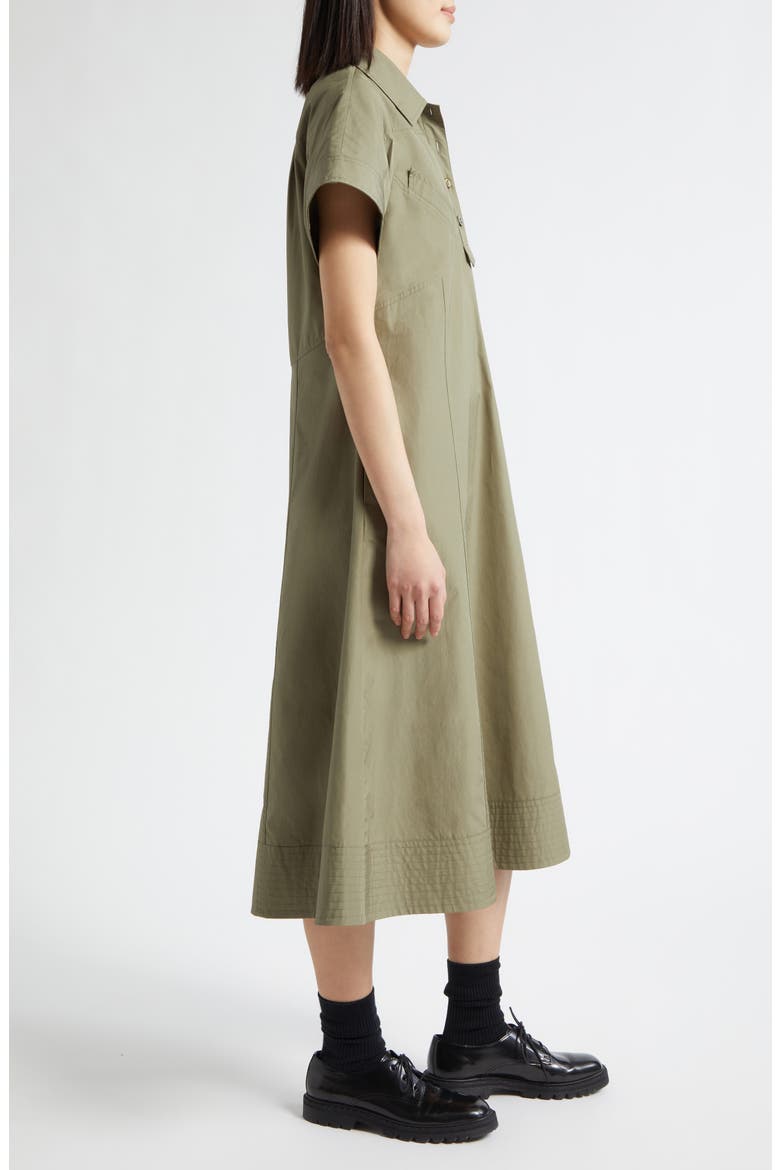 Trapeze Cotton Poplin Shirtdress, Alternate, color, BURNT OLIVE