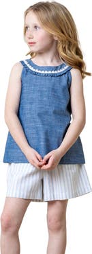 Hope & Henry Girls' Pull-On Flat Front Linen Short, Toddler