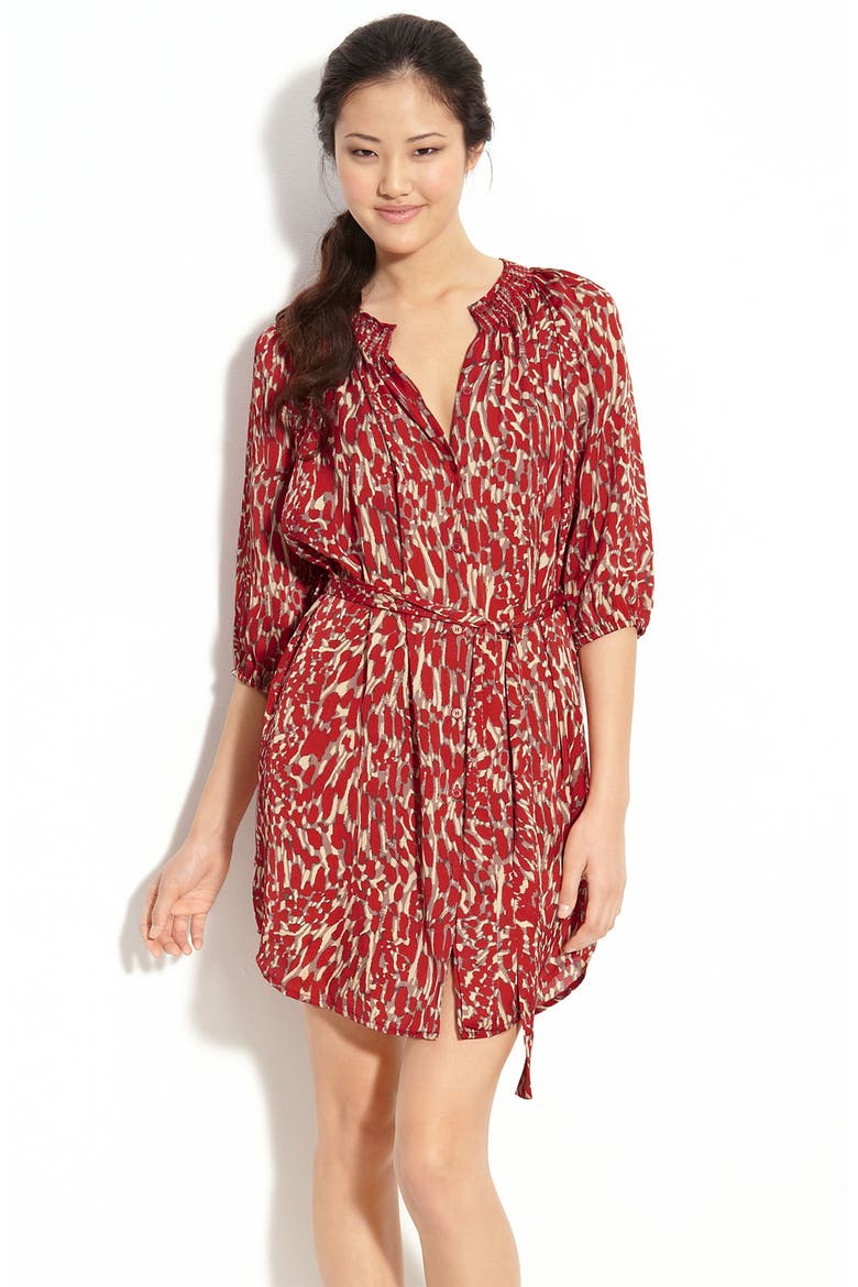 Print Shirtdress, Main, color, CORAL ANIMAL