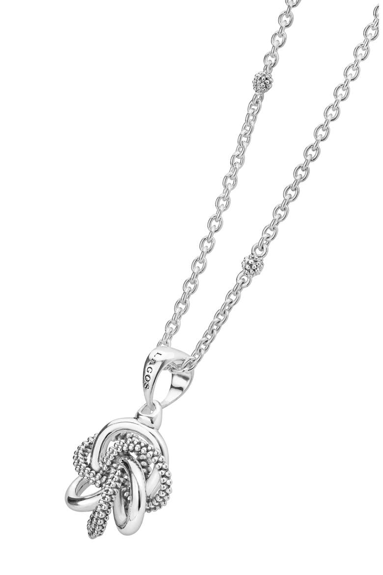 Love Knot Pendant Necklace, Alternate, color, STERLING SILVER