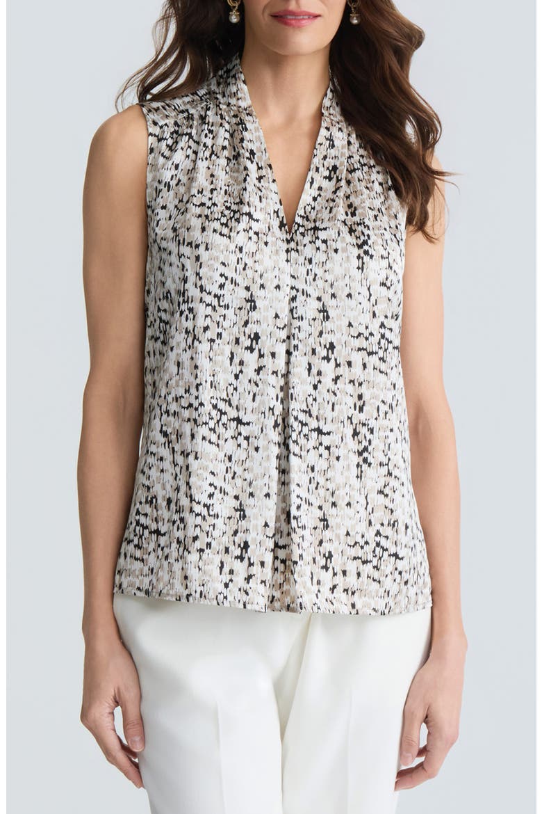 Pleated Sleeveless Top, Main, color, SUMMER STRAW MULTI