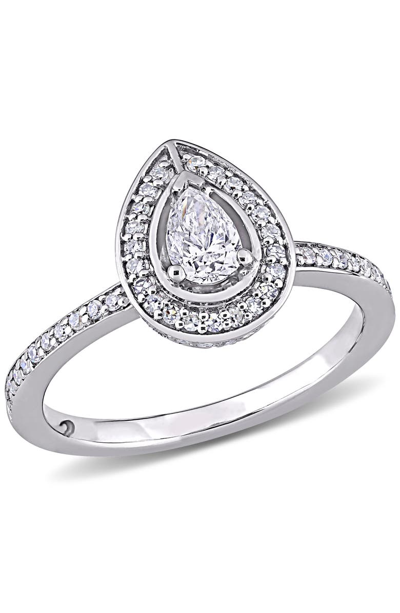 Julianna B. Diamond Pear Double Halo Engagement Ring 14k, Main, color, 14K White Gold