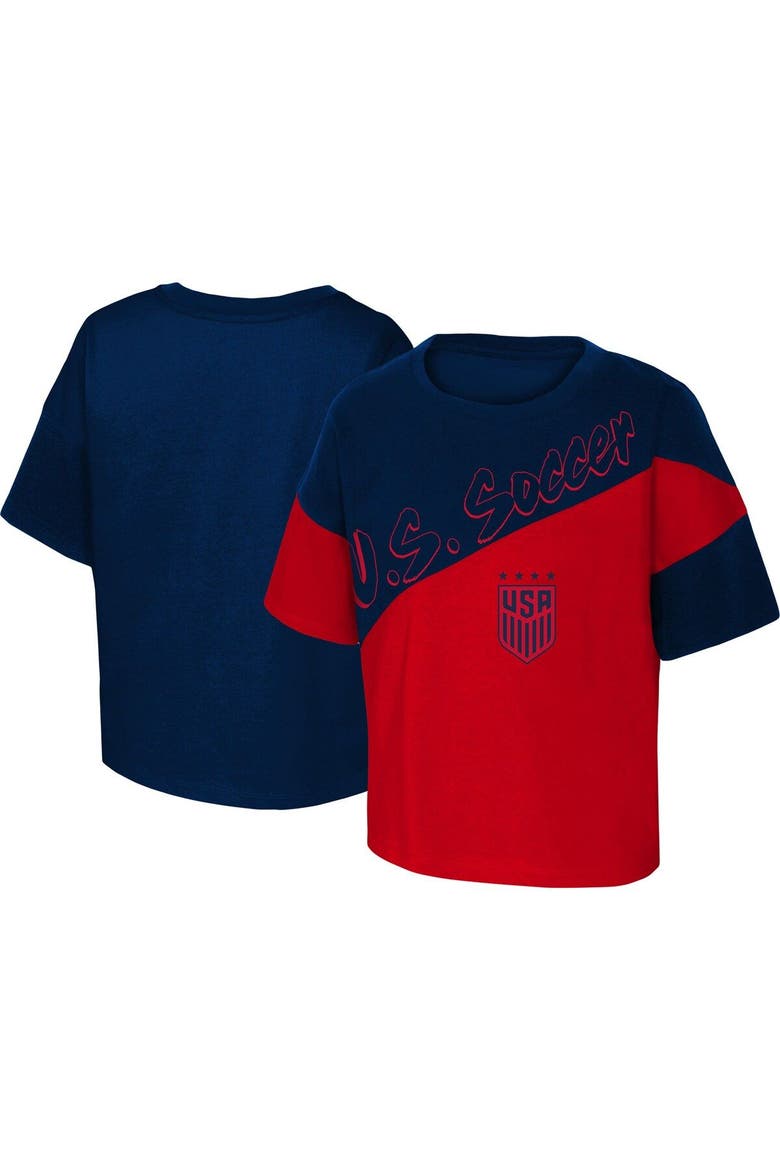 Girls Youth Red/Blue USWNT Power Up T-Shirt, Main, color, Red