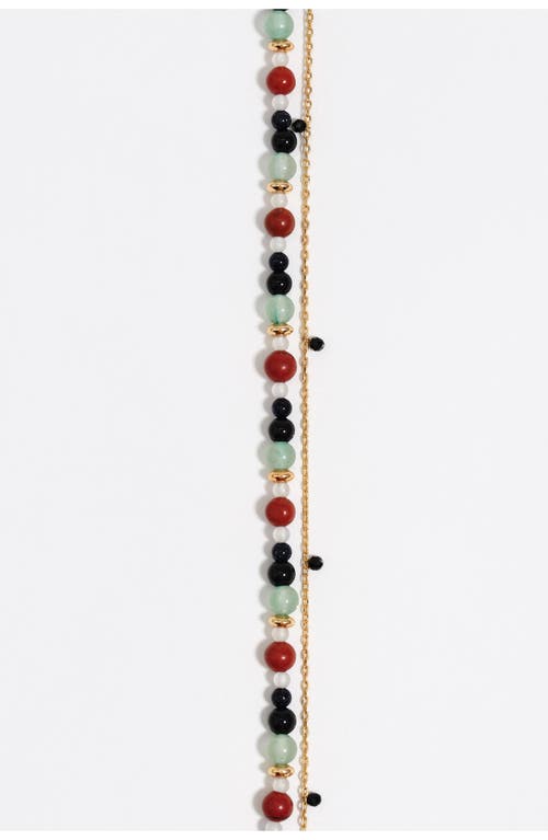 Bimba Y Lola Double-layer Heart Logo Chain Stones Bracelet In Multi