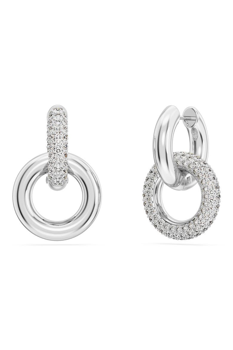 Dextera Pavé Detachable Mismatched Hoop Drop Earrings, Alternate, color, SILVER