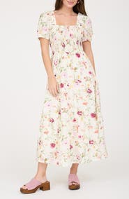 AUGUST SKY Smocked Midi Dress