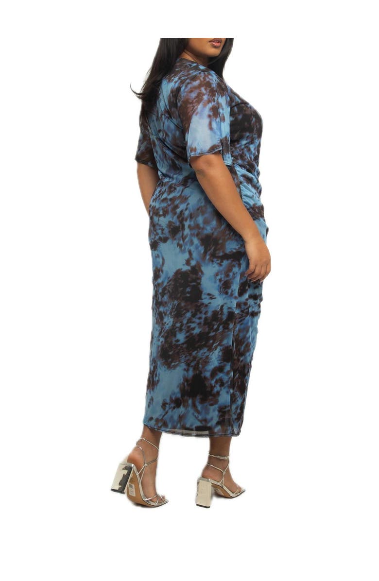 FASHION-SZN CURVE Plus Size Abstract Print Mesh Midi Dress, Alternate, color, Blue