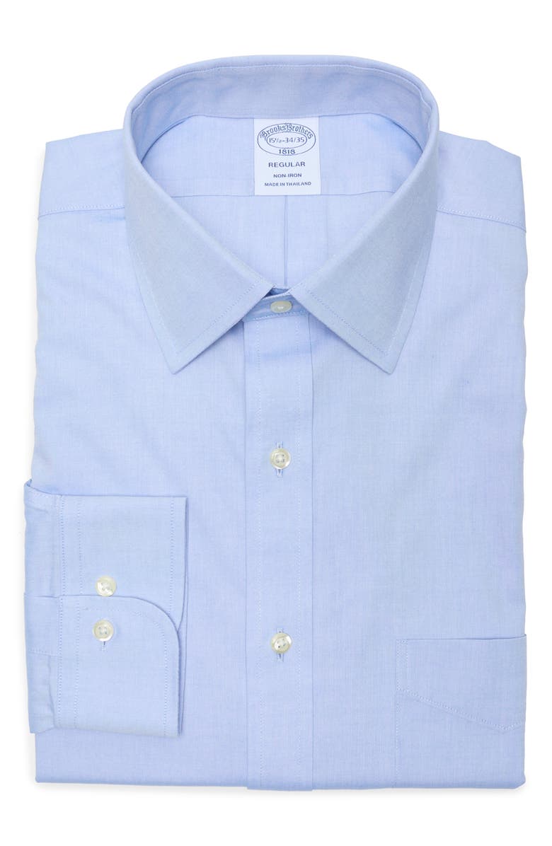 Brooks Brothers Regular Fit Non-Iron Cotton Dress Shirt, Main, color, Light/ Pastel Blue