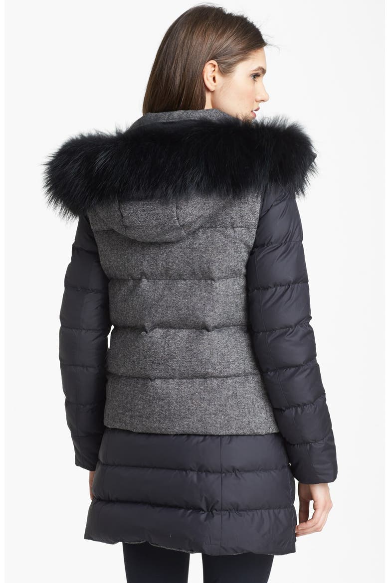 6-in-1 Reversible Quilted Jacket & Vest with Genuine Fox Fur Trim, Alternate, color, BLACK