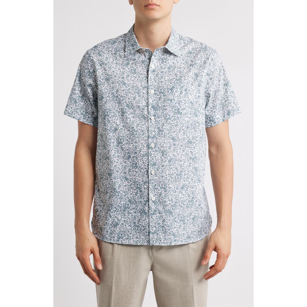 Nordstrom Abstract Print Short Sleeve Linen Button-up Shirt