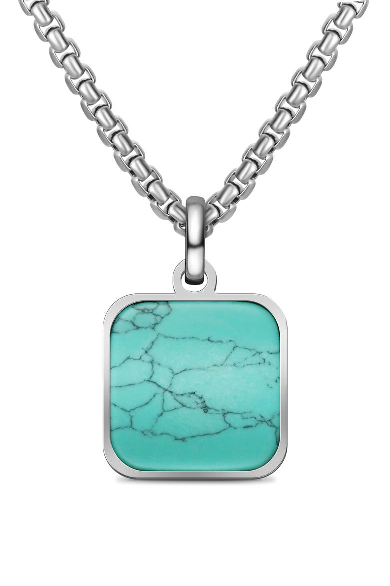 Men's Square Agate Pendant Necklace, Main, color, TURQUOISE