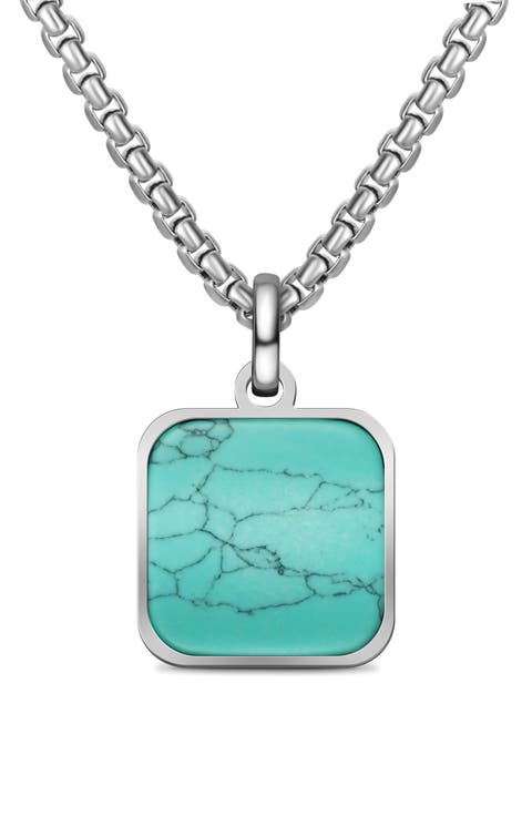 Men's Square Agate Pendant Necklace