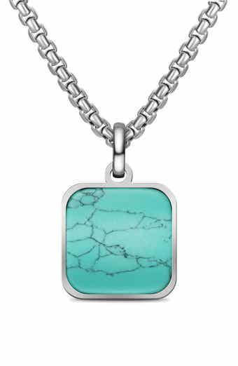 Men's Square Agate Pendant Necklace