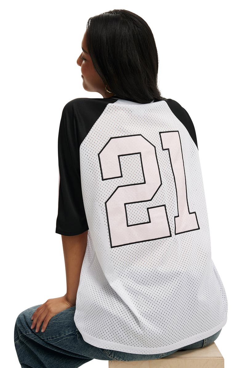Cotton On Oversized V Neck Raglan Jersey, Alternate, color, Studio 21  White