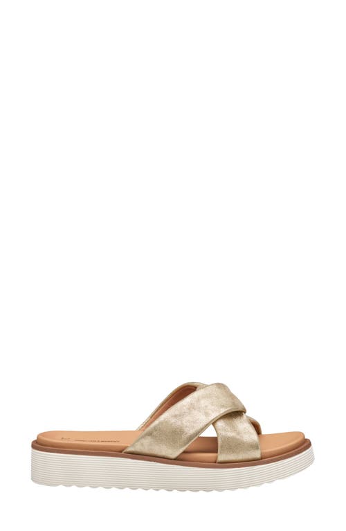 Johnston & Murphy Mitzi Knot Platform Wedge Slide Sandal In Champagne Italian Metallic