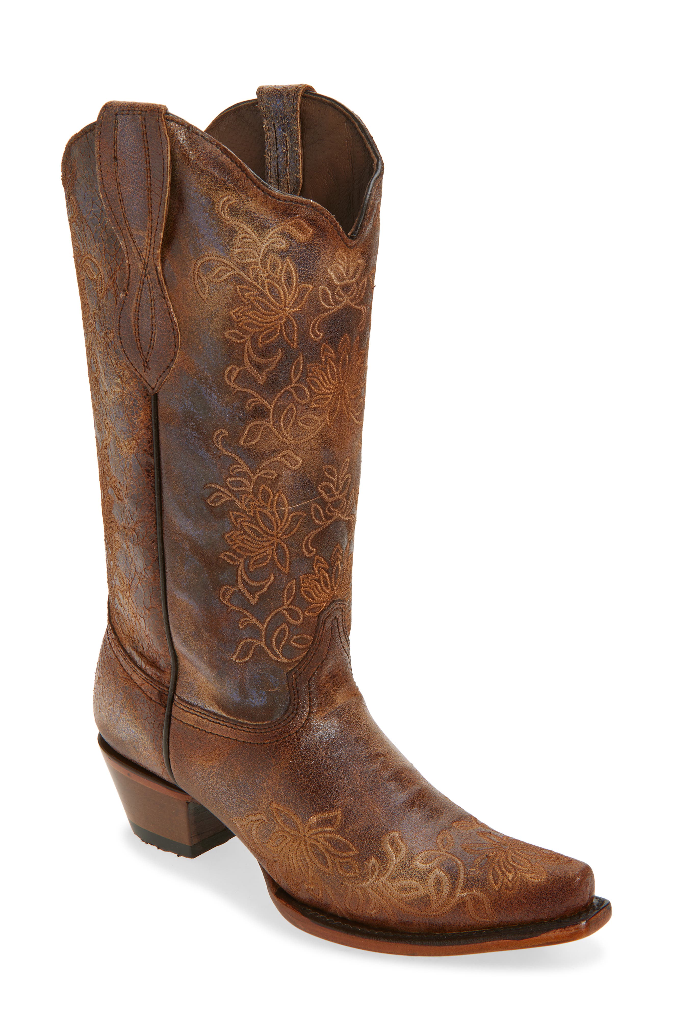 CIRCLE G Floral Embroidered Western Boot, Main, color, 