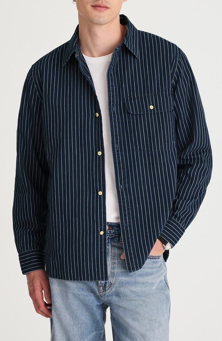 Madewell Indigo Dyed Stripe Button-Up Work Shirt, Main, color, Stripe