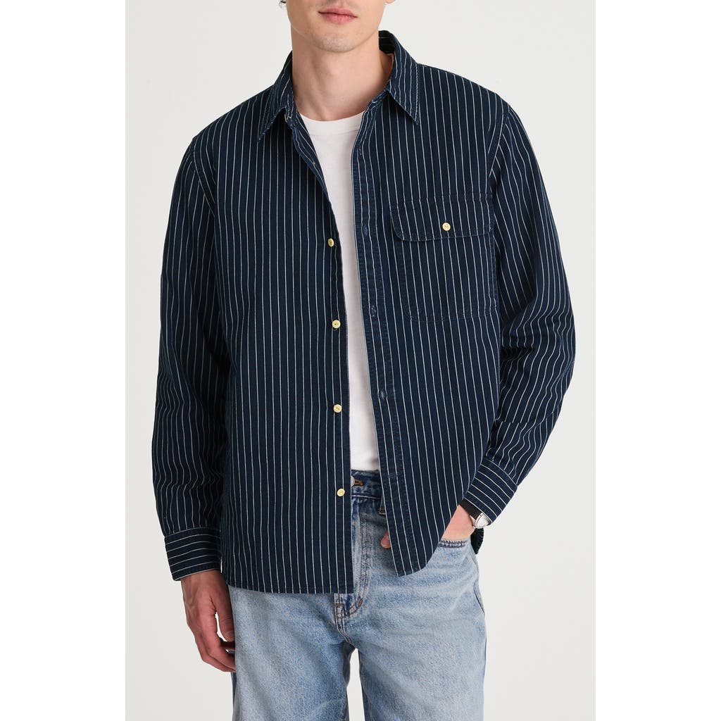 Madewell Indigo Dyed Stripe Button-up Work Shirt In Blue