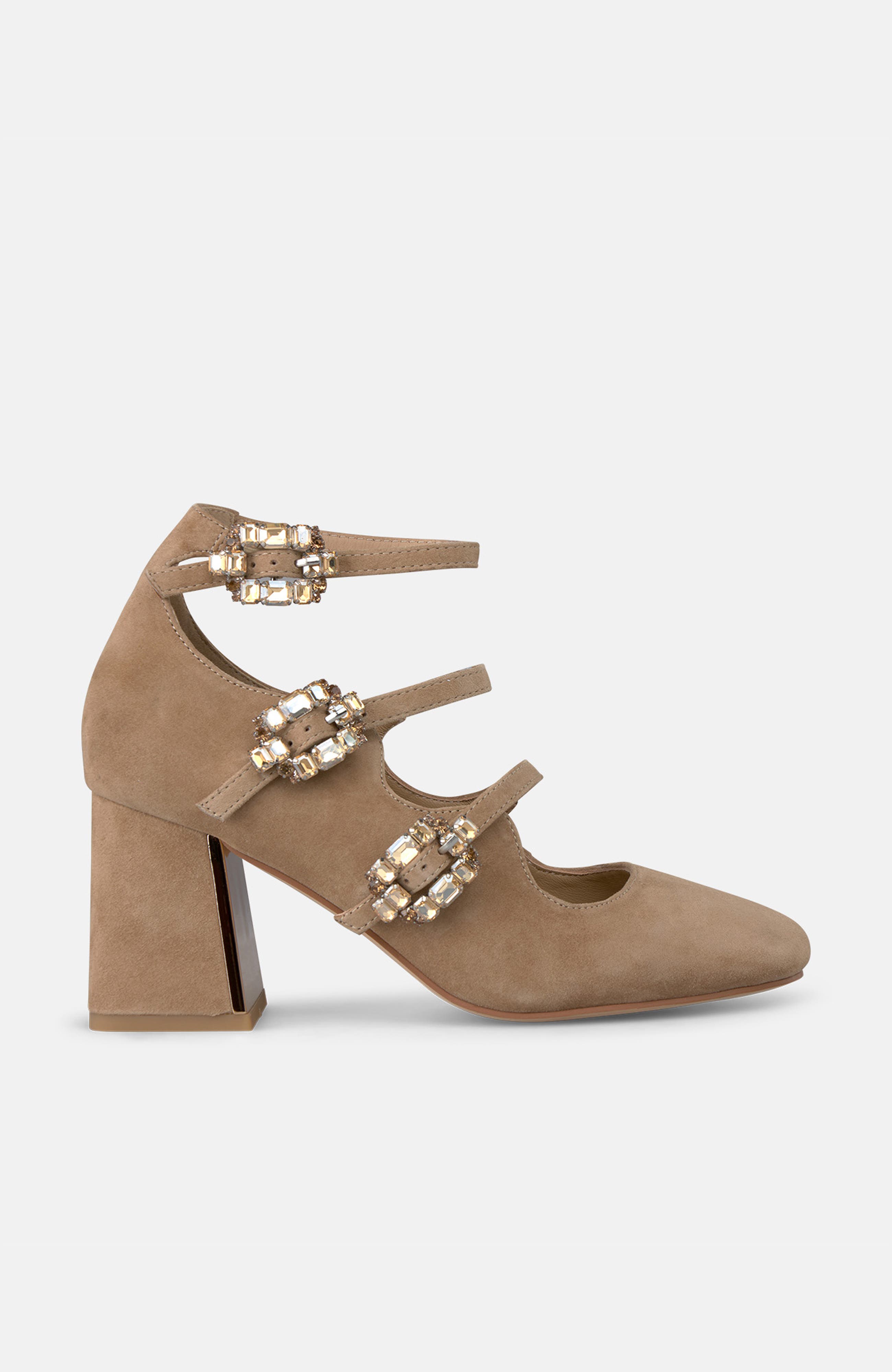 Buckle Heeled Shoes, Alternate, color, Camel