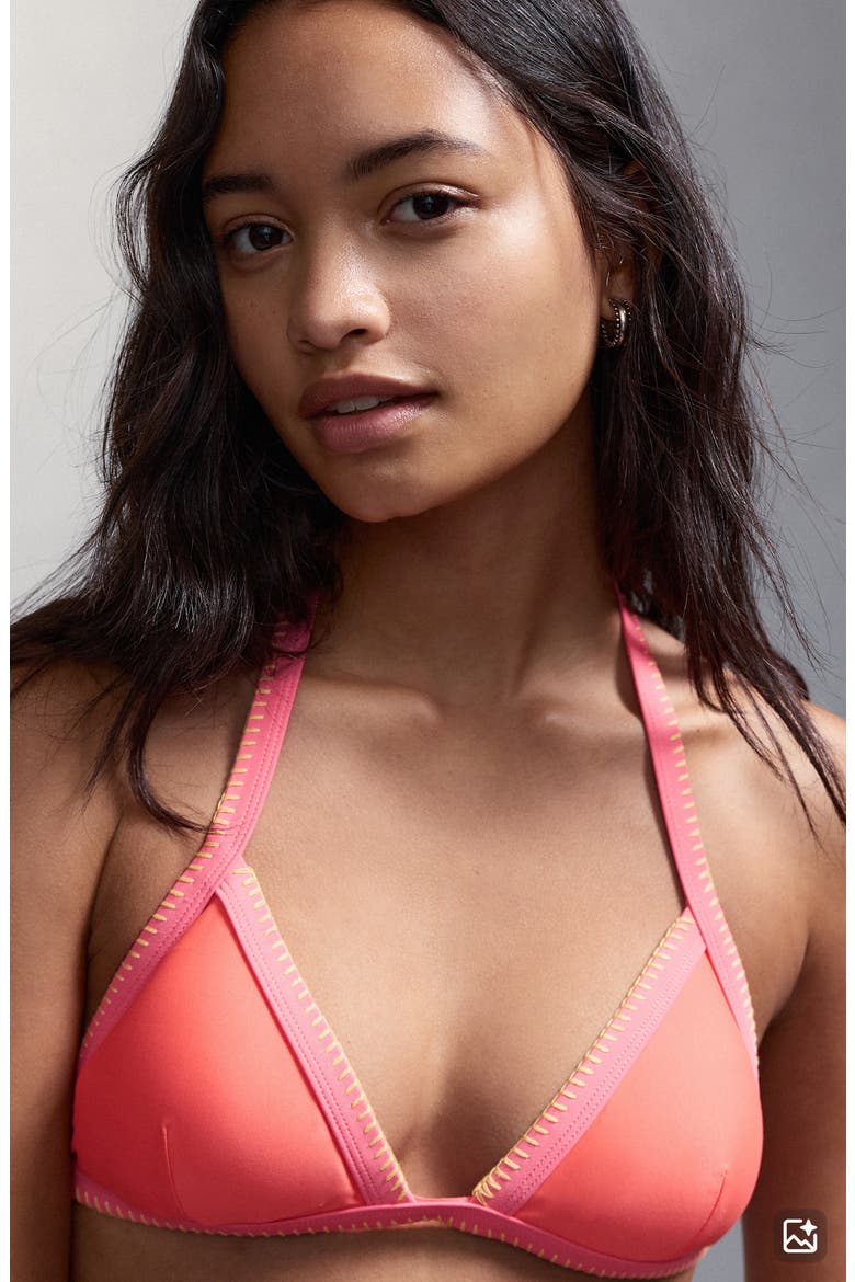 Embroidered Two-Piece Swimsuit, Alternate, color, CORAL RED