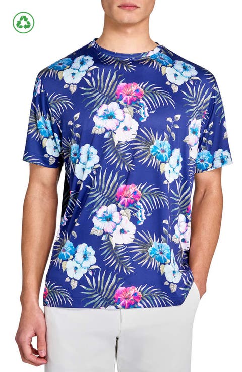 Regular Fit Hibiscus Recycled Performance Golf T-Shirt