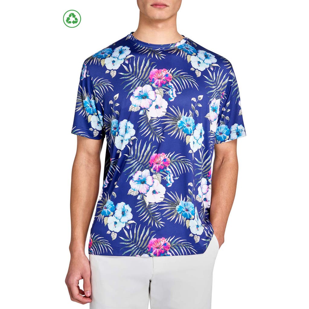 Construct Hibiscus T-shirt In Navy