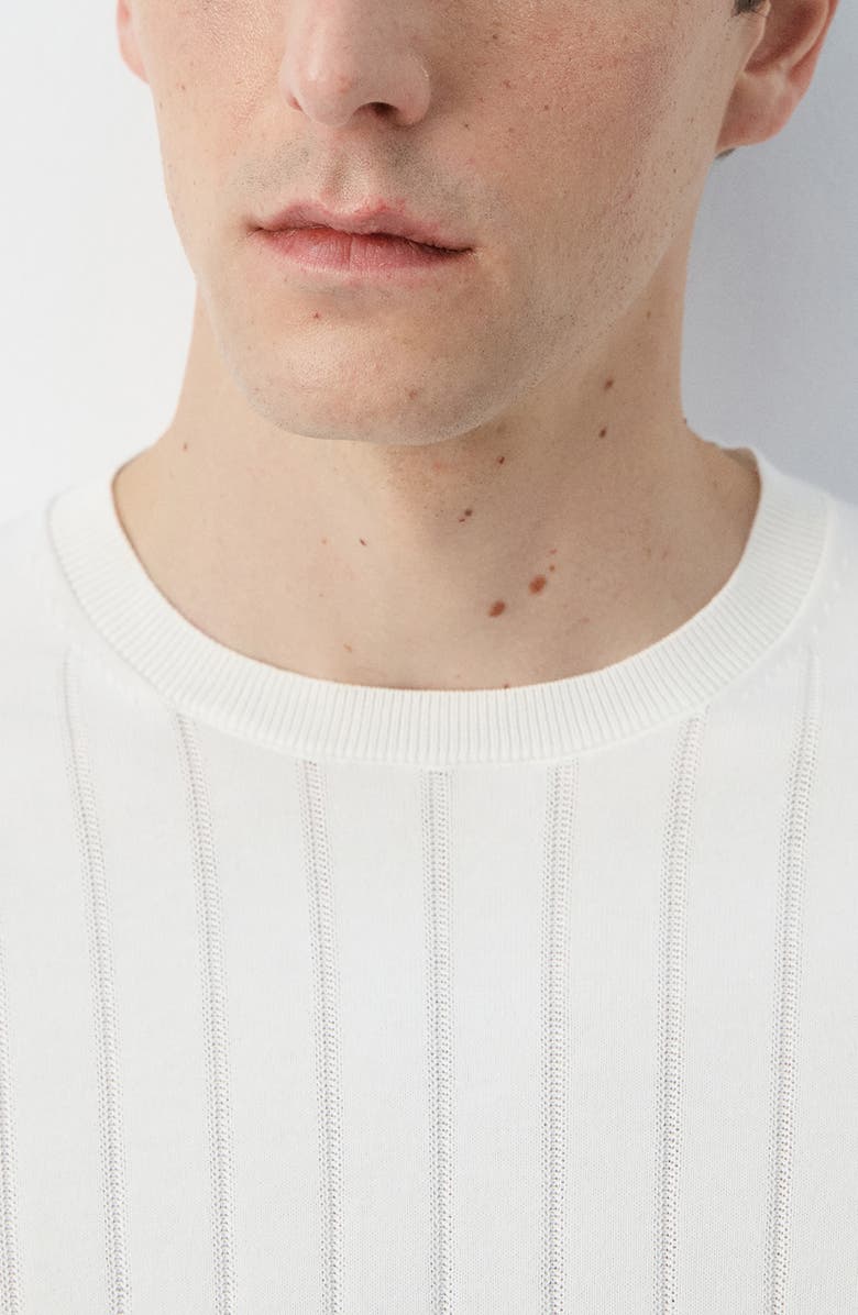 MANGO Rib Crewneck Sweater, Alternate, color, Off White