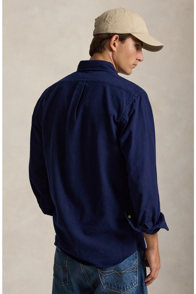 Classic Fit Brushed Cotton Flannel Button-Down Shirt, Alternate, color, NAVY