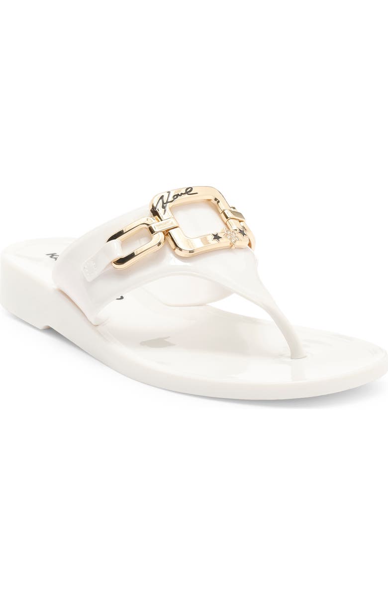 KARL LAGERFELD PARIS Vardice Flat Sandal, Main, color, Bright White