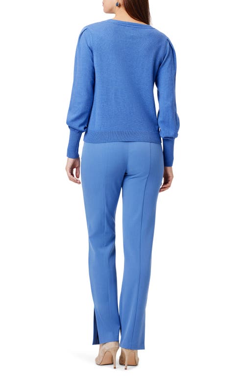 Nic + Zoe Nic+zoe Puff Shoulder Sweater In Blue