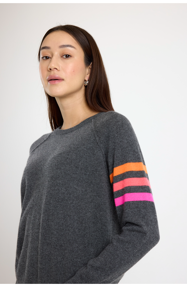 Brodie Pure Cashmere Annie Crew Neck 100% Cashmere Sweater, Alternate, color, Derby Grey