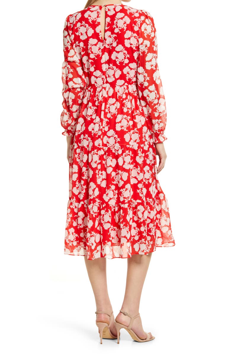 Julia Jordan Floral Smocked Long Sleeve Midi Dress, Alternate, color, 