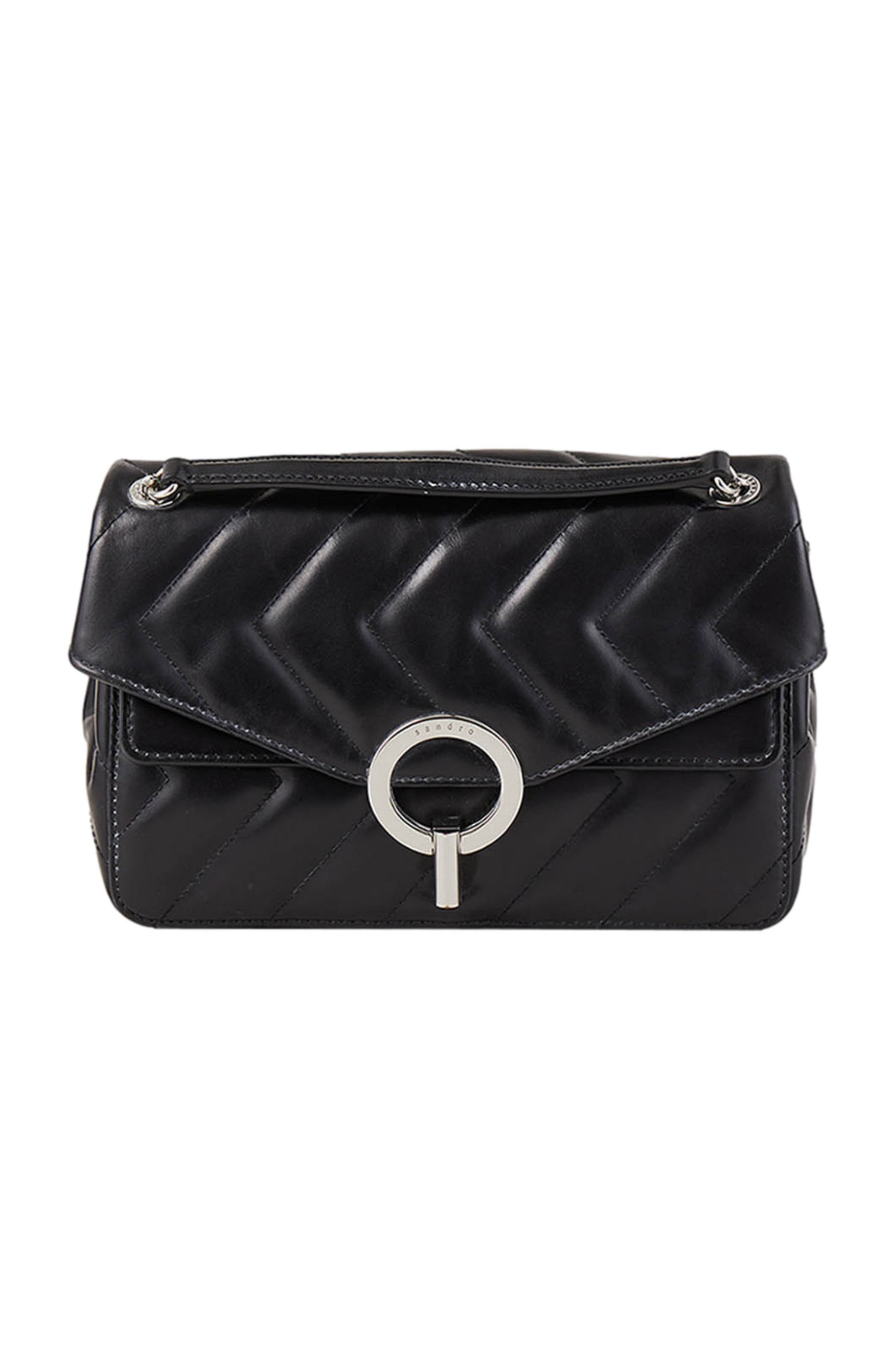 SANDRO Yza bag in certified leather, Main, color, 