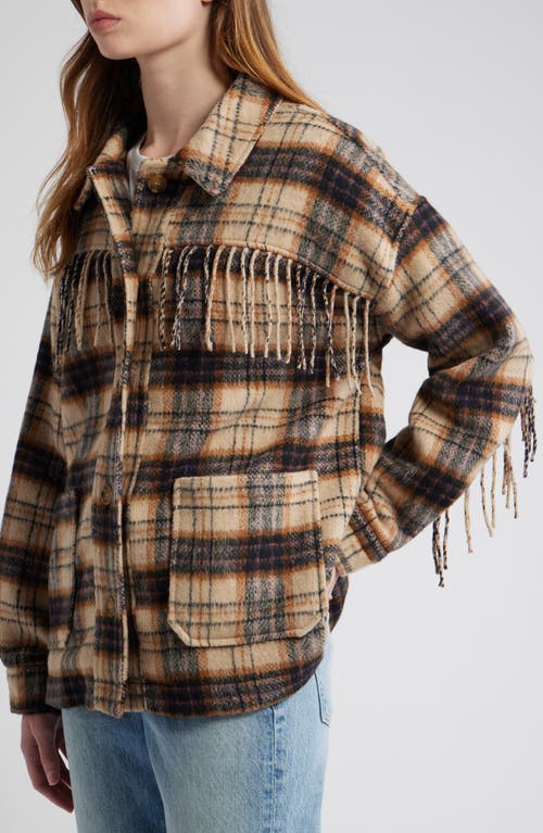 Thread & Supply Fringe Plaid Shacket In Brown