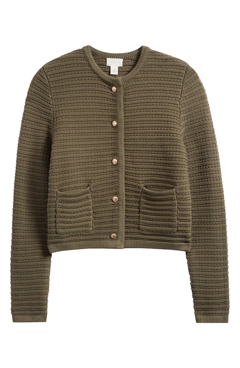 Caslon<sup>®</sup> Textured Pima Cotton Cardigan, Alternate, color, Olive Sarma