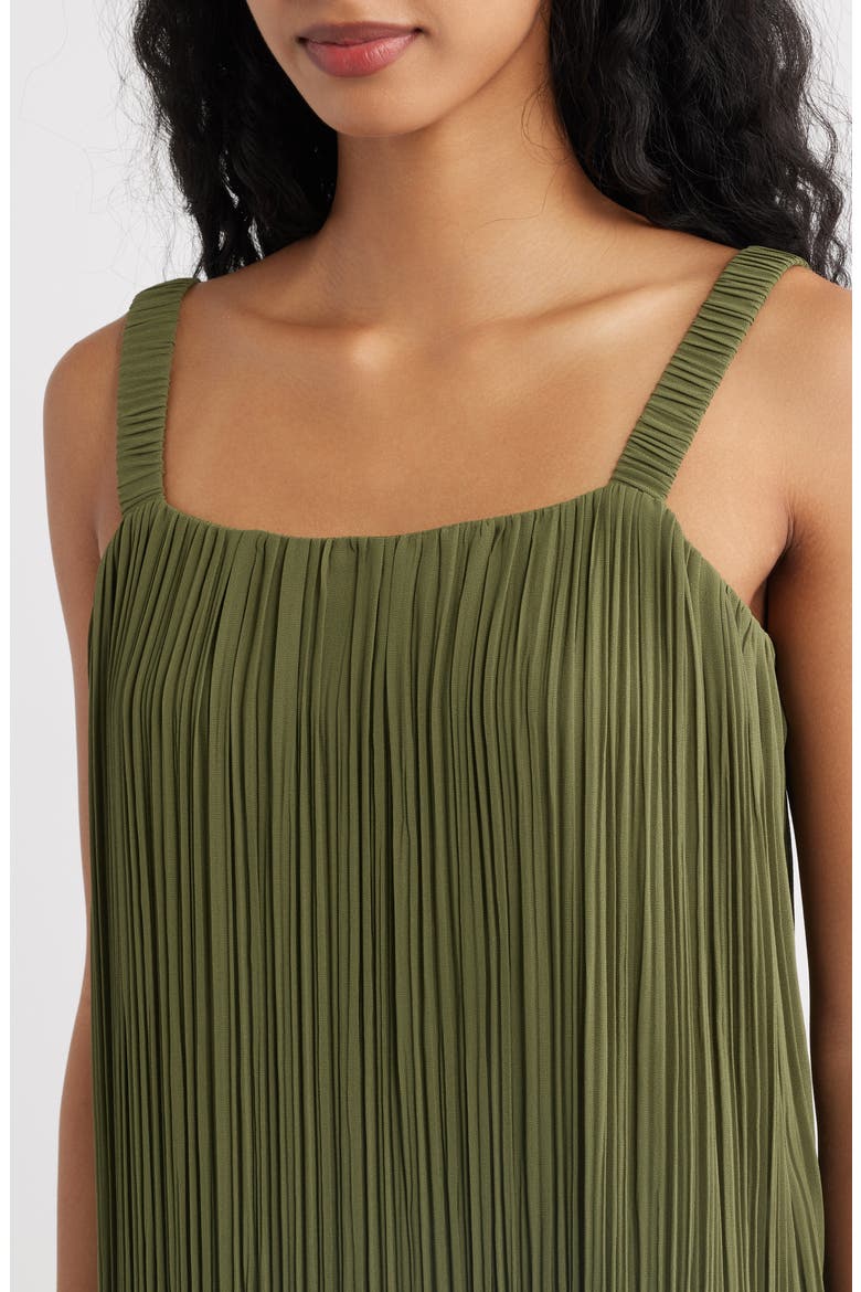Theo Plissé Open Back Midi Dress, Alternate, color, MILITARY