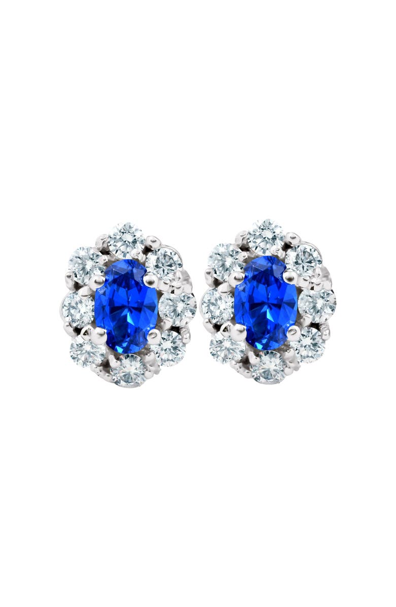 Bliss Diamond 3.10 Ct Blue Sapphire & Diamond Halo Studs 14k Gold Lab Grown, Main, color, 