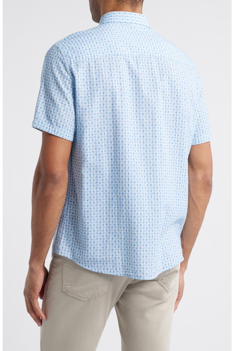 Illusion Print Short Sleeve Cotton Button-Down Shirt, Alternate, color, BLUE