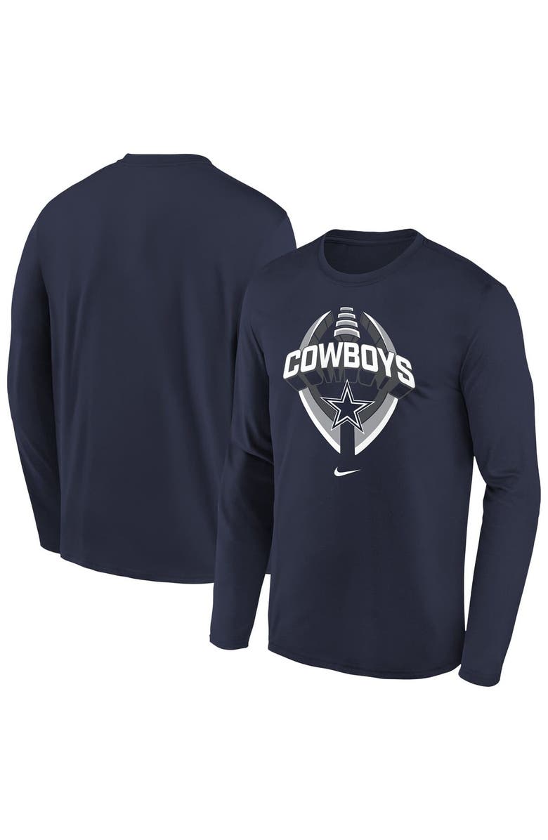 Nike Youth Nike Navy Dallas Cowboys Primetime Legend Icon Long Sleeve Performance T-Shirt, Main, color, Navy