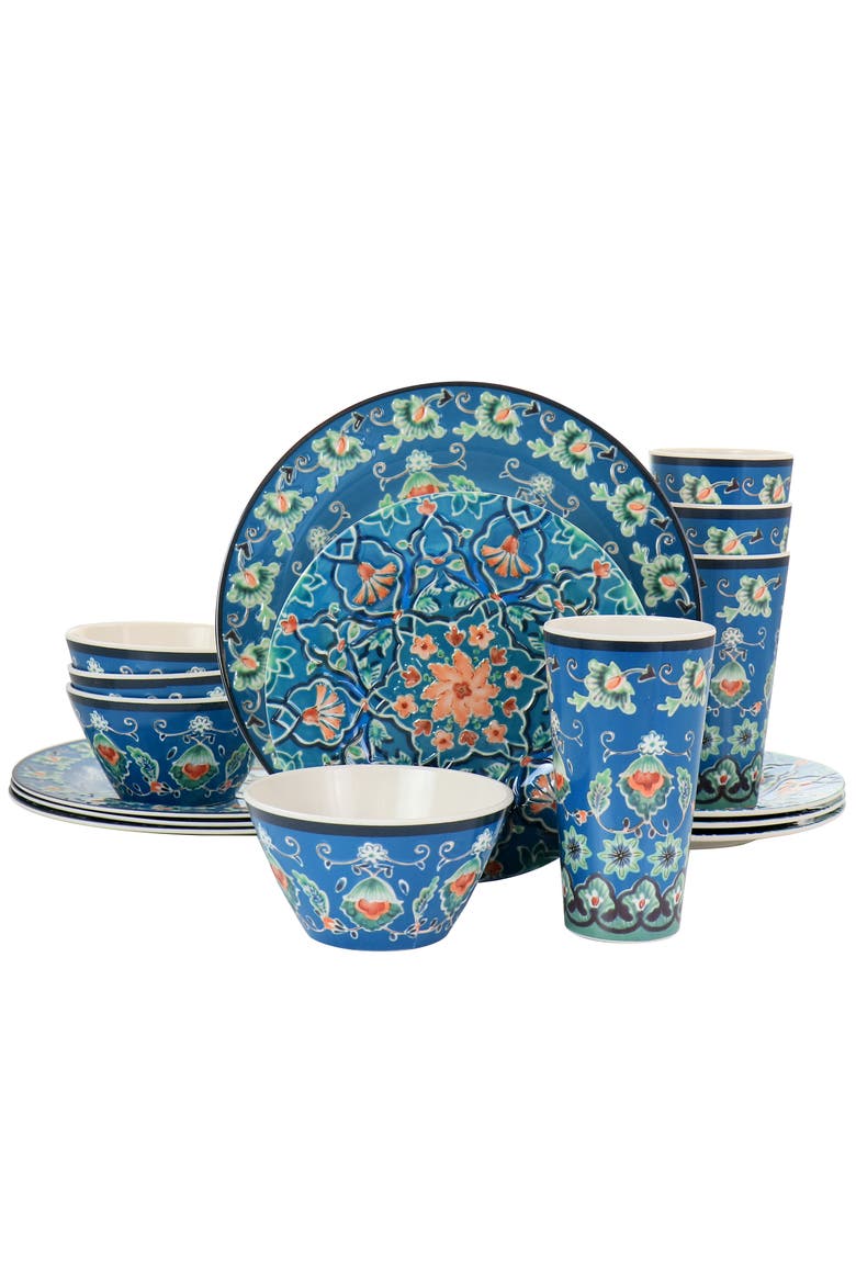16 Piece Tacoma Melamine Dinnerware Set, Main, color, Blue