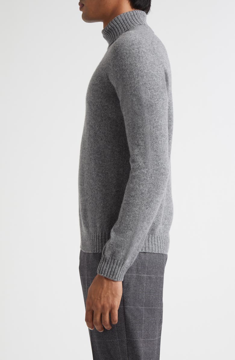 Boglioli Heathered Grey Wool & Cashmere Turtleneck, Alternate, color, Grey