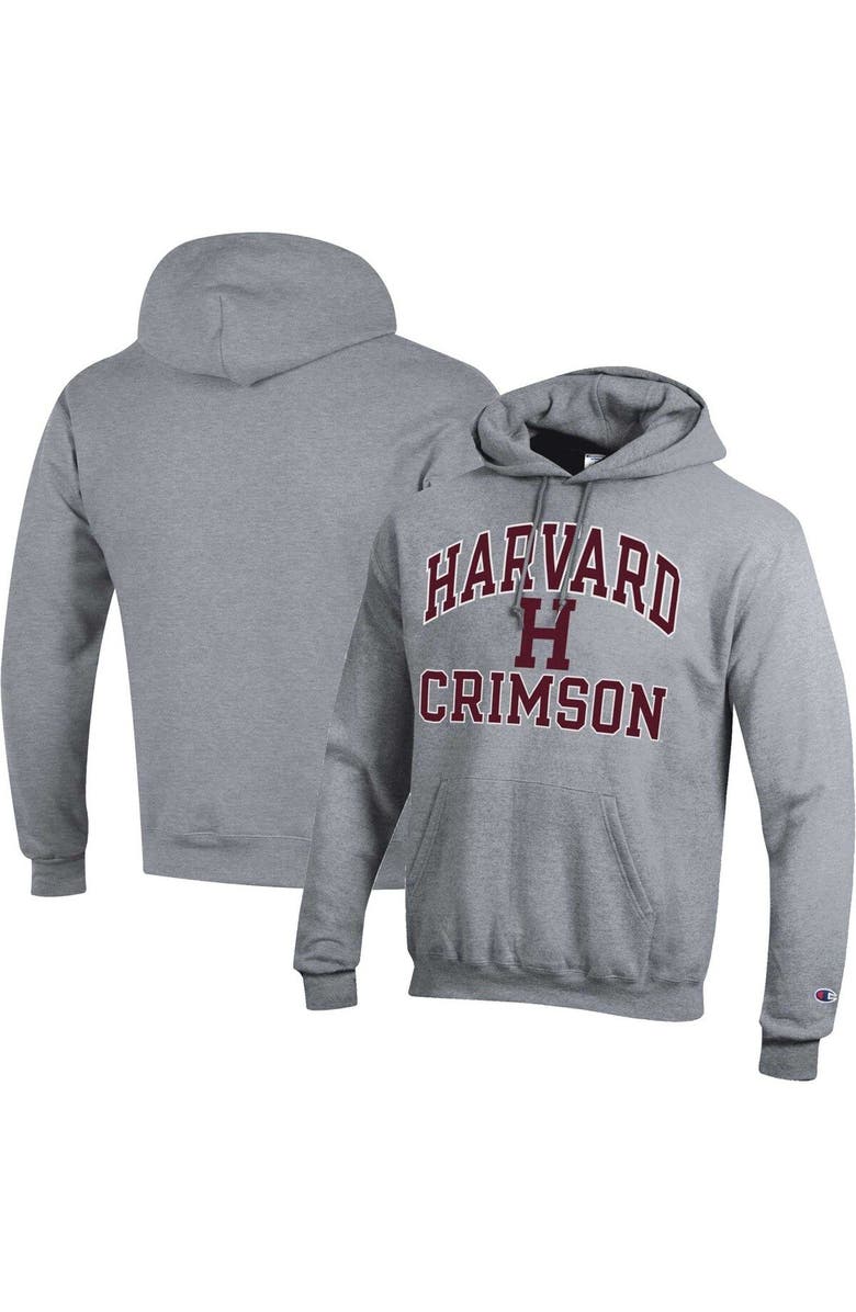 Champion Men's Champion Heather Gray Harvard Crimson High Motor Pullover Hoodie, Main, color, 