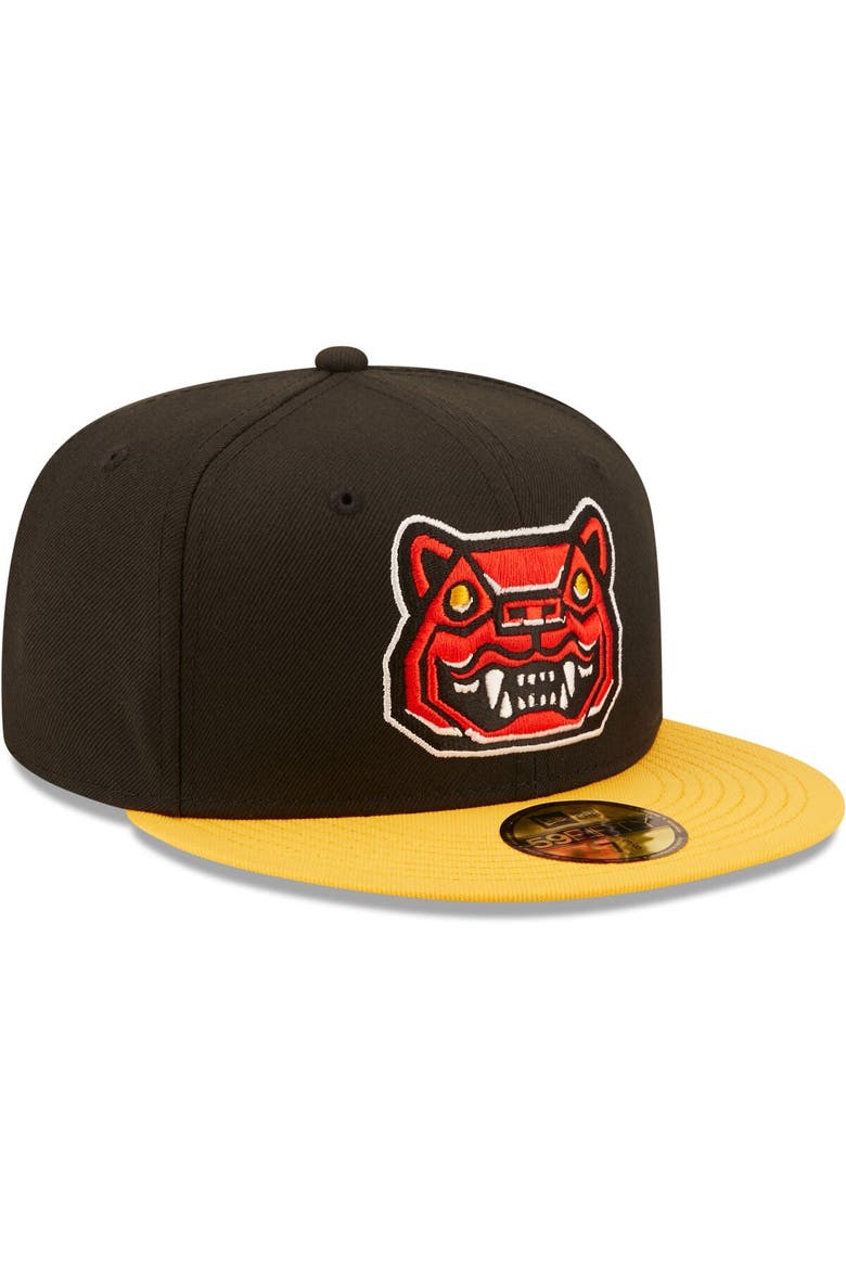 Men's New Era Black/Yellow Gatos Feroces de New Hampshire Copa De La Diversion 59FIFTY Fitted Hat, Alternate, color, Black