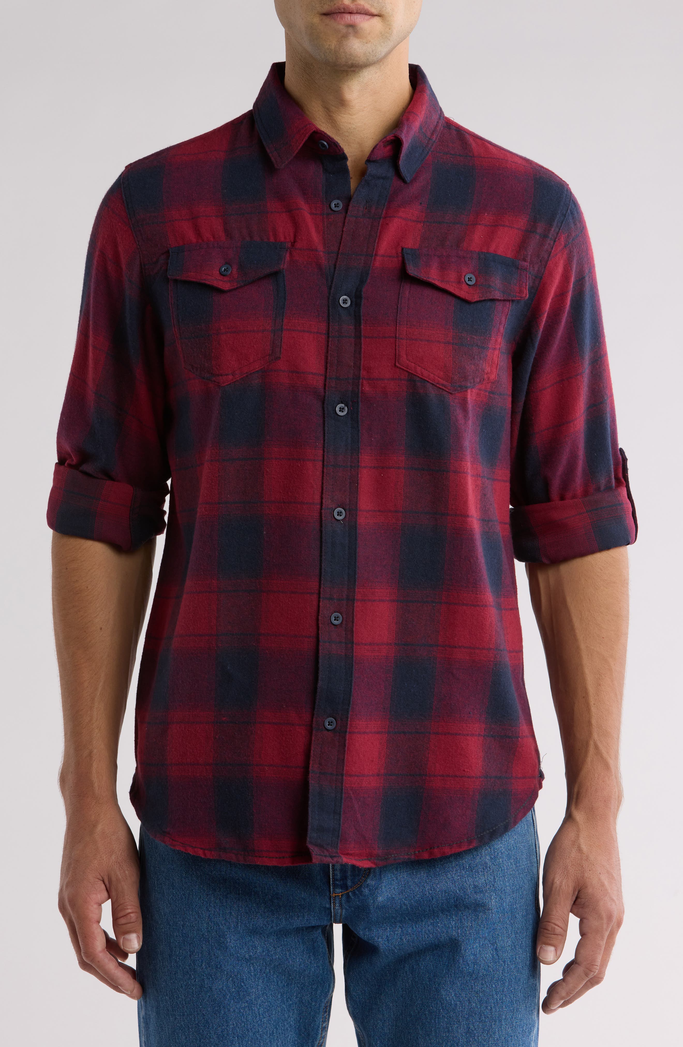 Burnside Plaid Flannel Shirt In Multi