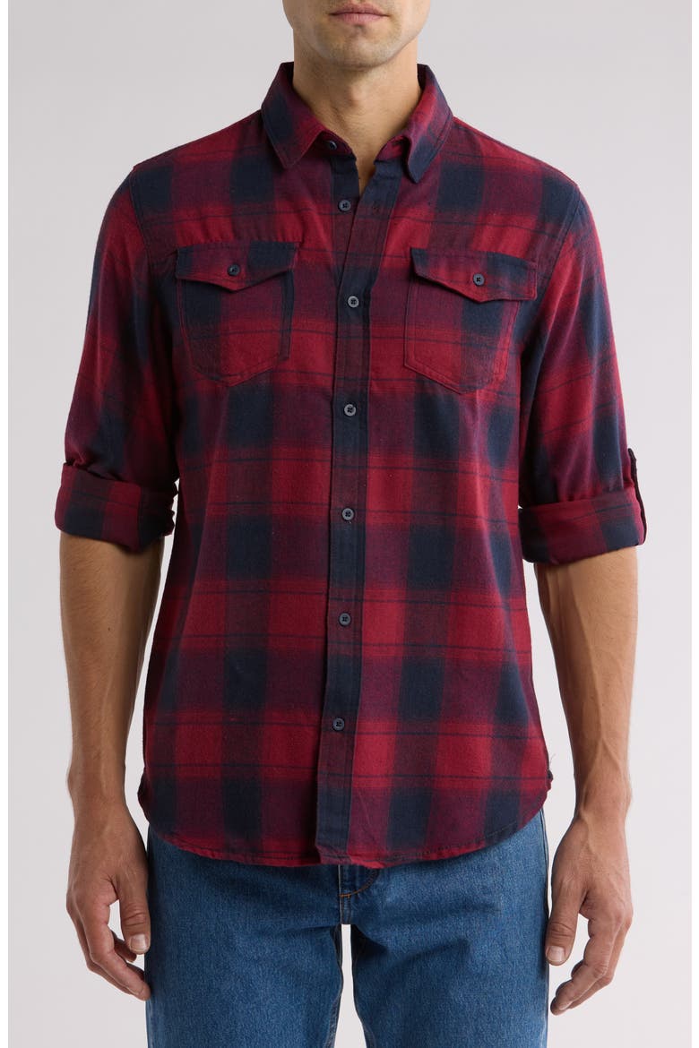 Plaid Flannel Shirt, Main, color, RED BLACK
