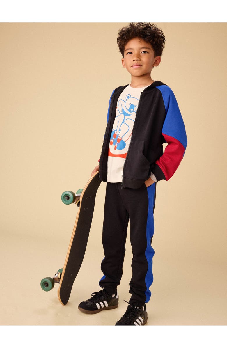 Tea Collection Colorblock Stripe-Out Joggers, Alternate, color, Jet Black