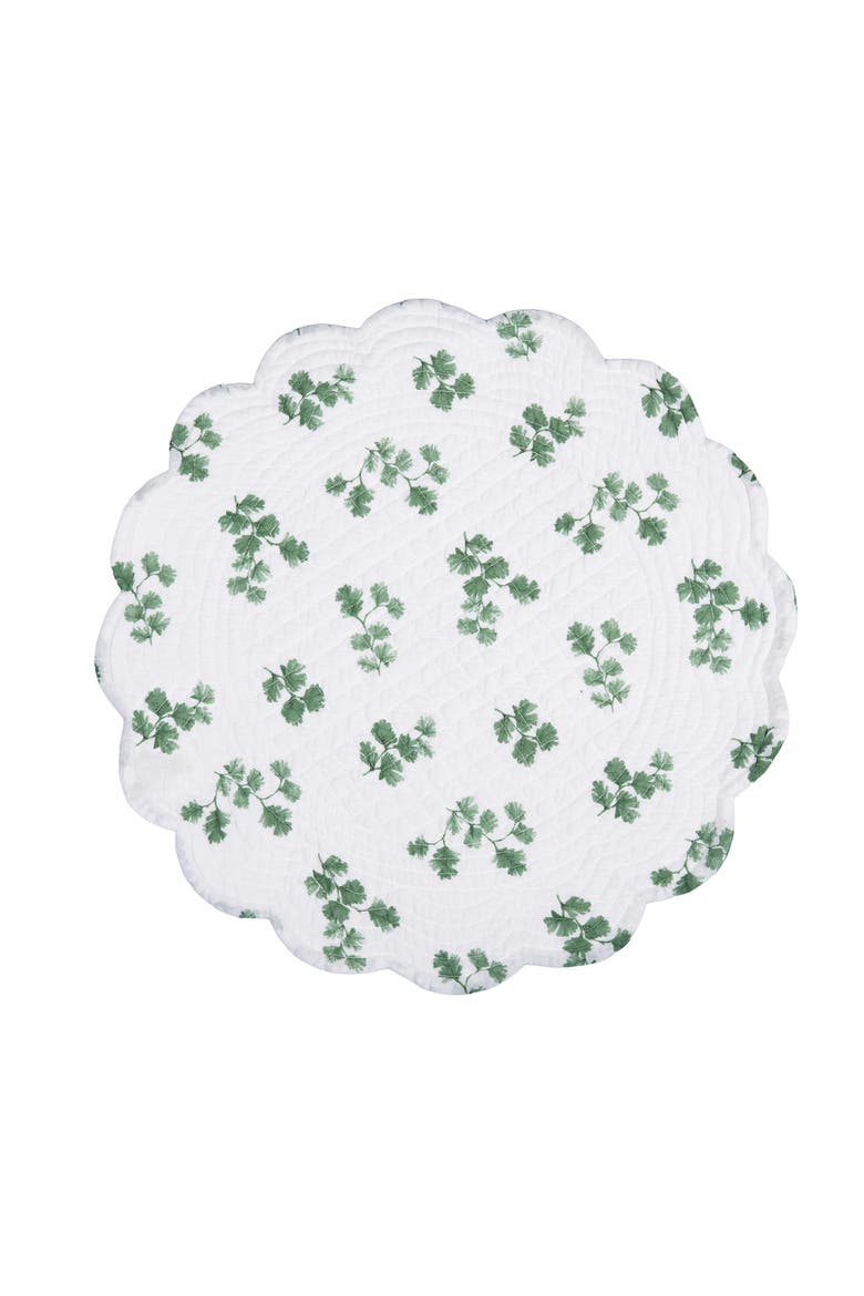 Marcy Blooms Round 100% Cotton Spring Set of 6 Placemats 17", Alternate, color, Green