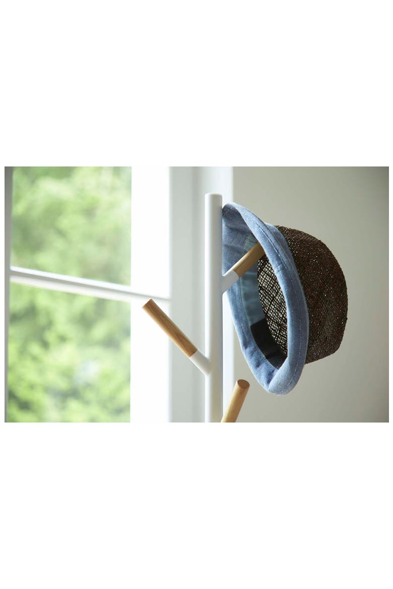 Wood Tipped Steel Coat Rack, Alternate, color, WHITE