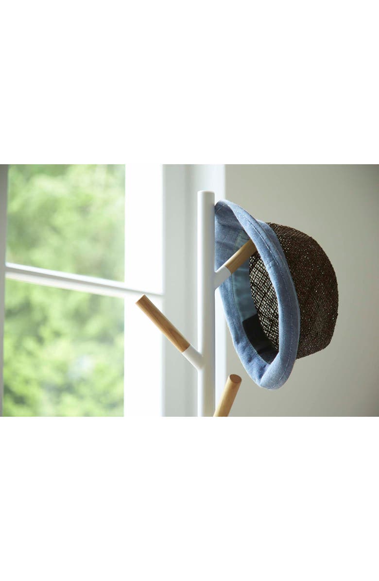 Yamazaki Wood Tipped Steel Coat Rack, Alternate, color, White